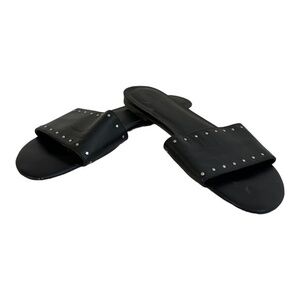 Banana Republic Womens Leather Slides Flat Black Size 7-1/2